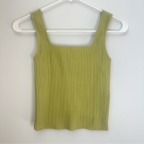 Madewell Women’s Ottoman Ribbed Cropped Tank Top Light Green Size XS - Picture 1 of 8